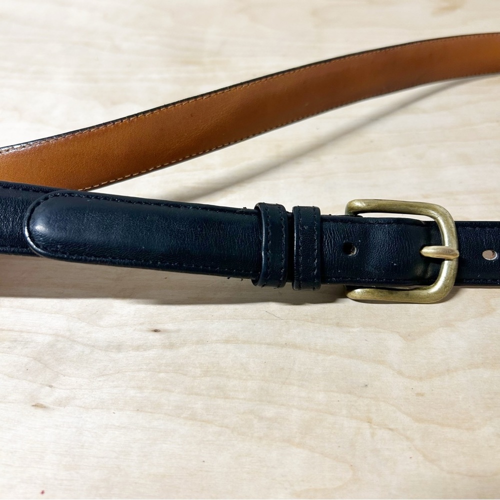 VTG COACH Black/Brown Tanned Cowhide Leather Belt #6600 Brass Buckle Sz 36”/90cm - Picture 3 of 11